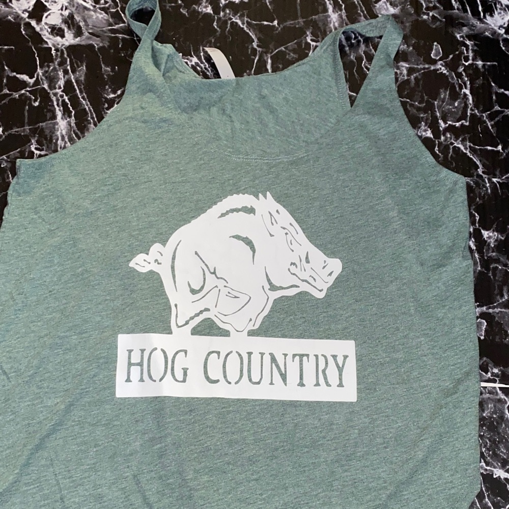 Next Level Apparel Green Tank Top with White Graphic